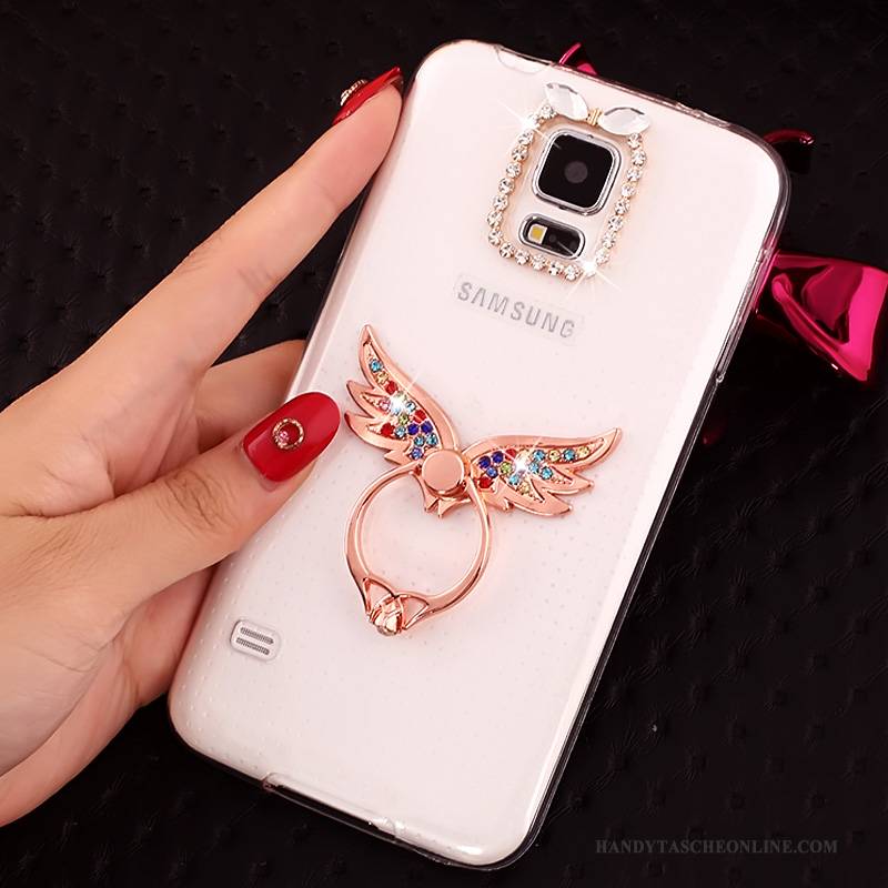 Hülle Samsung Galaxy S5 Strass Transparent Gold, Case Samsung Galaxy S5 Weiche Anti-sturz