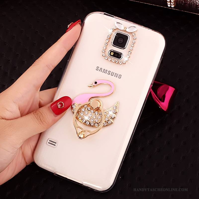 Hülle Samsung Galaxy S5 Strass Transparent Gold, Case Samsung Galaxy S5 Weiche Anti-sturz