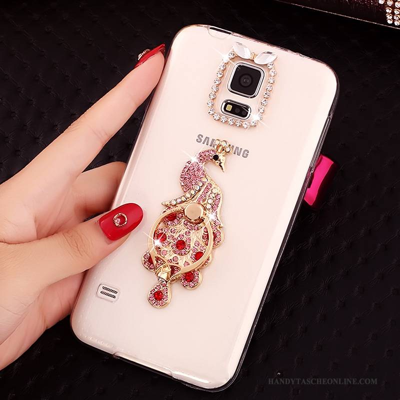 Hülle Samsung Galaxy S5 Strass Transparent Gold, Case Samsung Galaxy S5 Weiche Anti-sturz