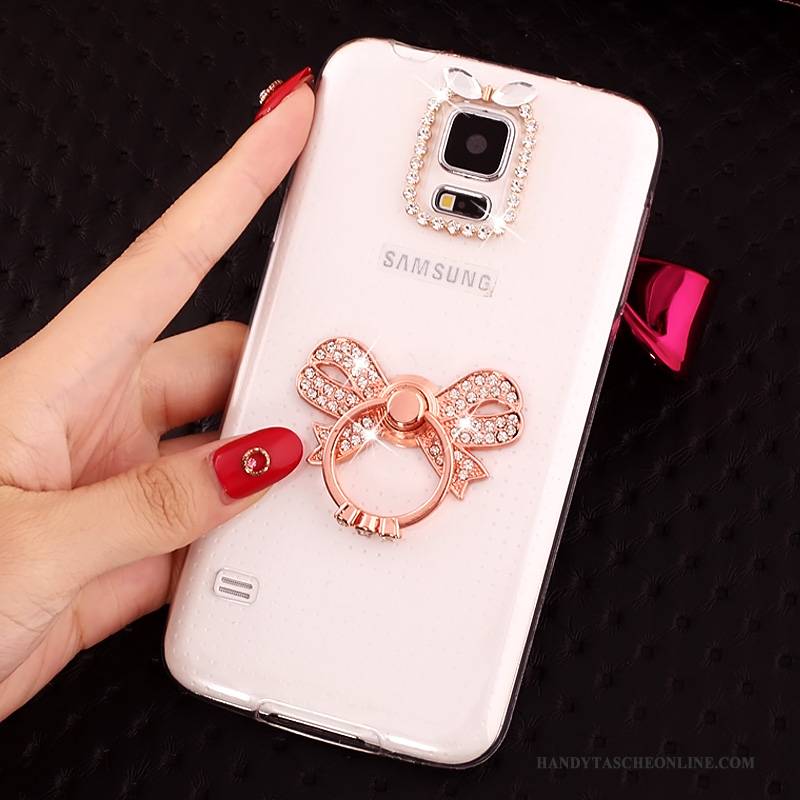 Hülle Samsung Galaxy S5 Strass Transparent Gold, Case Samsung Galaxy S5 Weiche Anti-sturz