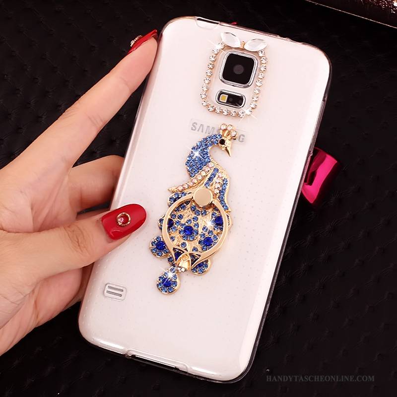 Hülle Samsung Galaxy S5 Strass Transparent Gold, Case Samsung Galaxy S5 Weiche Anti-sturz