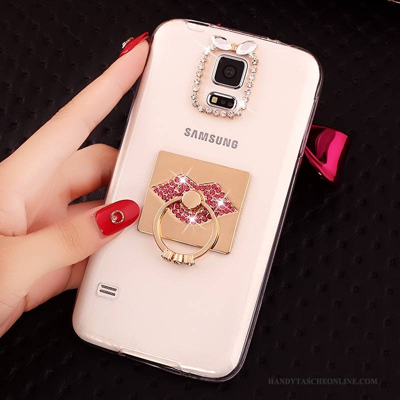 Hülle Samsung Galaxy S5 Strass Transparent Gold, Case Samsung Galaxy S5 Weiche Anti-sturz