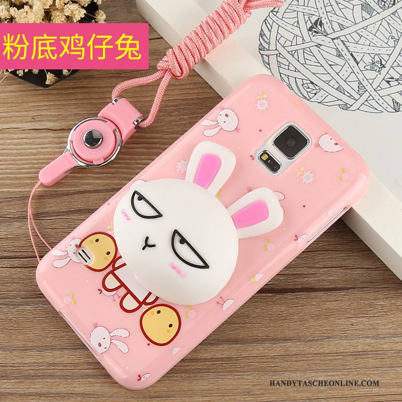 Hülle Samsung Galaxy S5 Taschen Hängende Verzierungen Rosa, Case Samsung Galaxy S5 Karikatur Handyhüllen