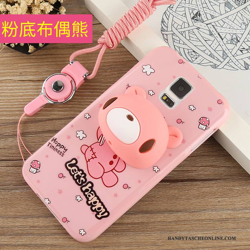 Hülle Samsung Galaxy S5 Taschen Hängende Verzierungen Rosa, Case Samsung Galaxy S5 Karikatur Handyhüllen