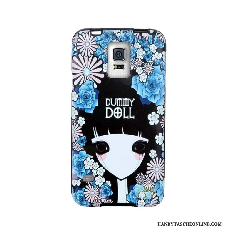 Hülle Samsung Galaxy S5 Weiche Trend Membran, Case Samsung Galaxy S5 Prägung Blau Handyhüllen