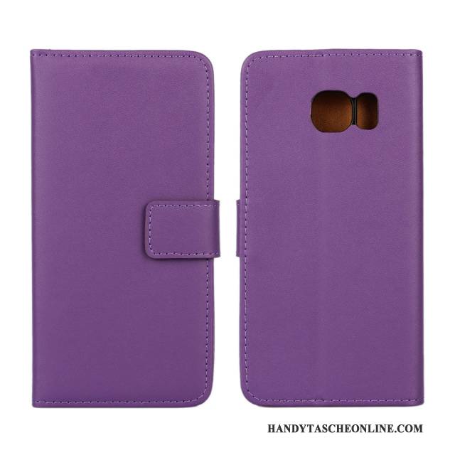 Hülle Samsung Galaxy S6 Edge Folio Lila Muster, Case Samsung Galaxy S6 Edge Leder