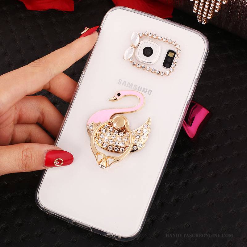 Hülle Samsung Galaxy S6 Edge + Halterung Gold Ring, Case Samsung Galaxy S6 Edge + Strass