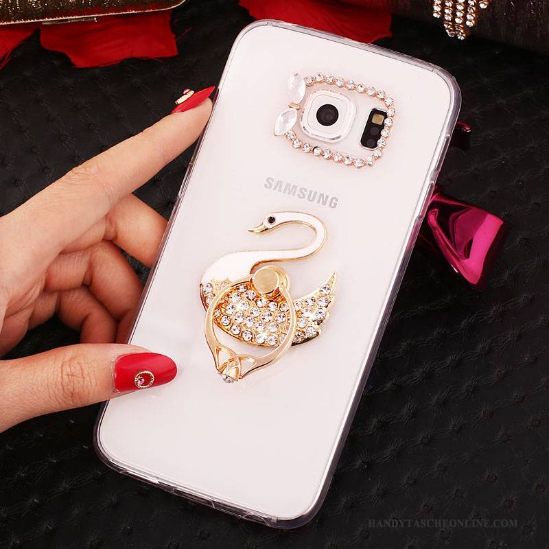 Hülle Samsung Galaxy S6 Edge + Halterung Gold Ring, Case Samsung Galaxy S6 Edge + Strass