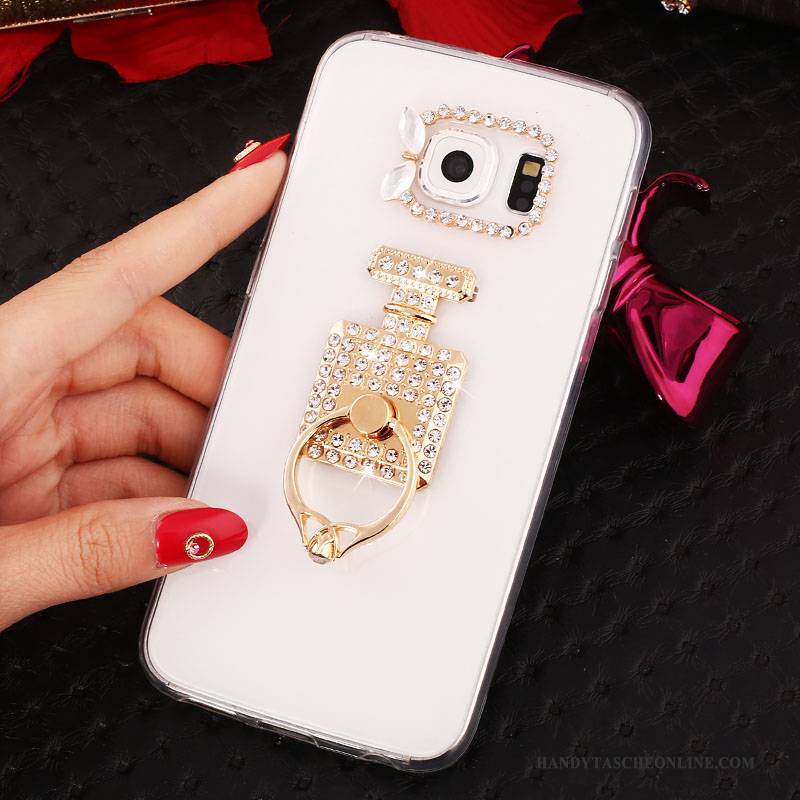 Hülle Samsung Galaxy S6 Edge + Halterung Gold Ring, Case Samsung Galaxy S6 Edge + Strass