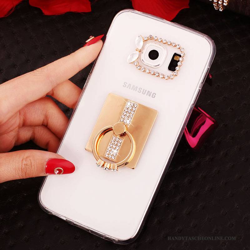 Hülle Samsung Galaxy S6 Edge + Halterung Gold Ring, Case Samsung Galaxy S6 Edge + Strass