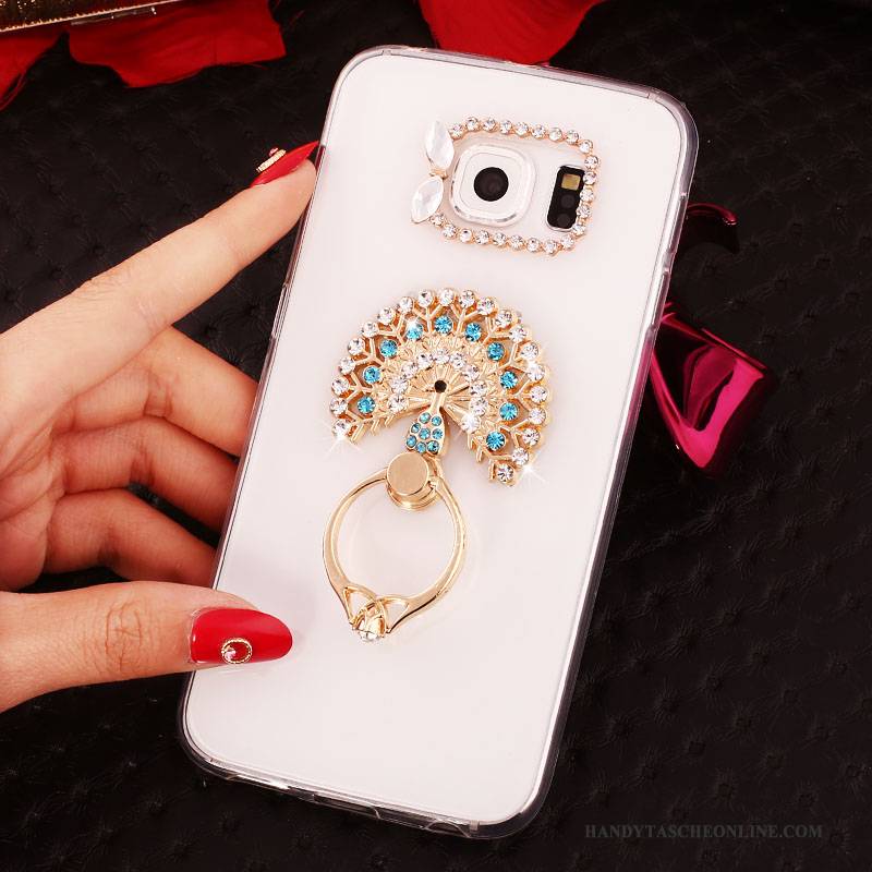 Hülle Samsung Galaxy S6 Edge + Halterung Gold Ring, Case Samsung Galaxy S6 Edge + Strass