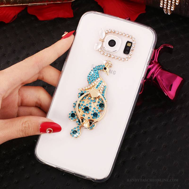 Hülle Samsung Galaxy S6 Edge + Halterung Gold Ring, Case Samsung Galaxy S6 Edge + Strass