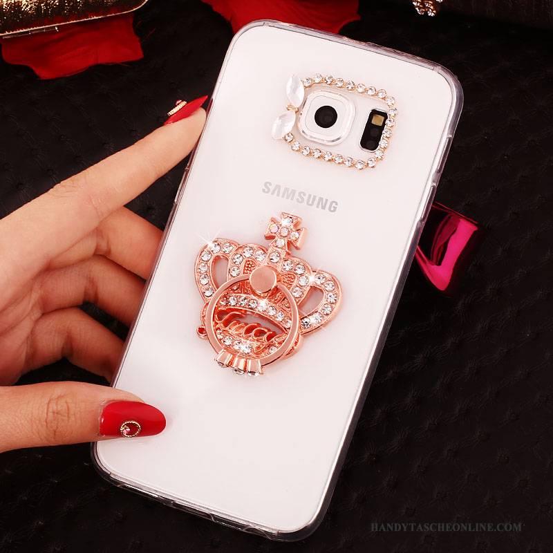 Hülle Samsung Galaxy S6 Edge + Halterung Gold Ring, Case Samsung Galaxy S6 Edge + Strass