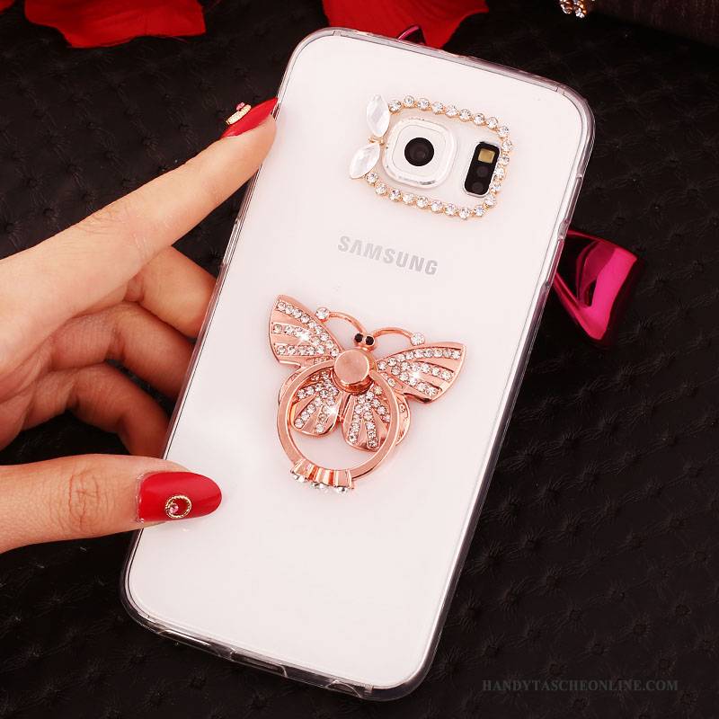 Hülle Samsung Galaxy S6 Edge + Halterung Gold Ring, Case Samsung Galaxy S6 Edge + Strass