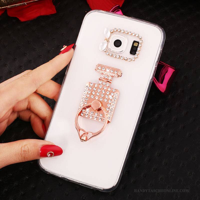 Hülle Samsung Galaxy S6 Edge + Halterung Gold Ring, Case Samsung Galaxy S6 Edge + Strass