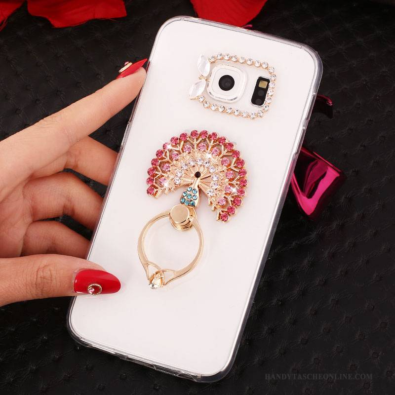 Hülle Samsung Galaxy S6 Edge + Halterung Gold Ring, Case Samsung Galaxy S6 Edge + Strass