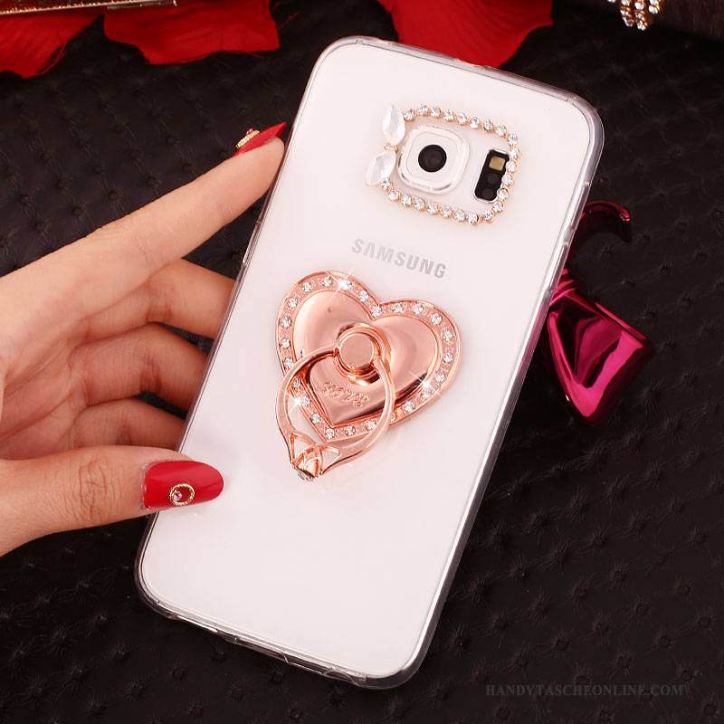 Hülle Samsung Galaxy S6 Edge + Halterung Gold Ring, Case Samsung Galaxy S6 Edge + Strass