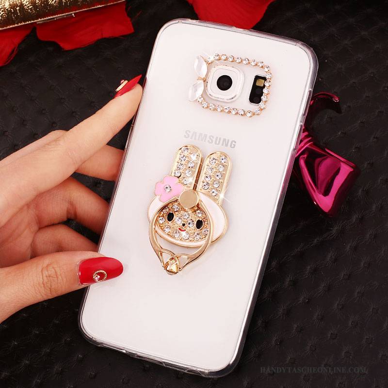 Hülle Samsung Galaxy S6 Edge + Halterung Gold Ring, Case Samsung Galaxy S6 Edge + Strass