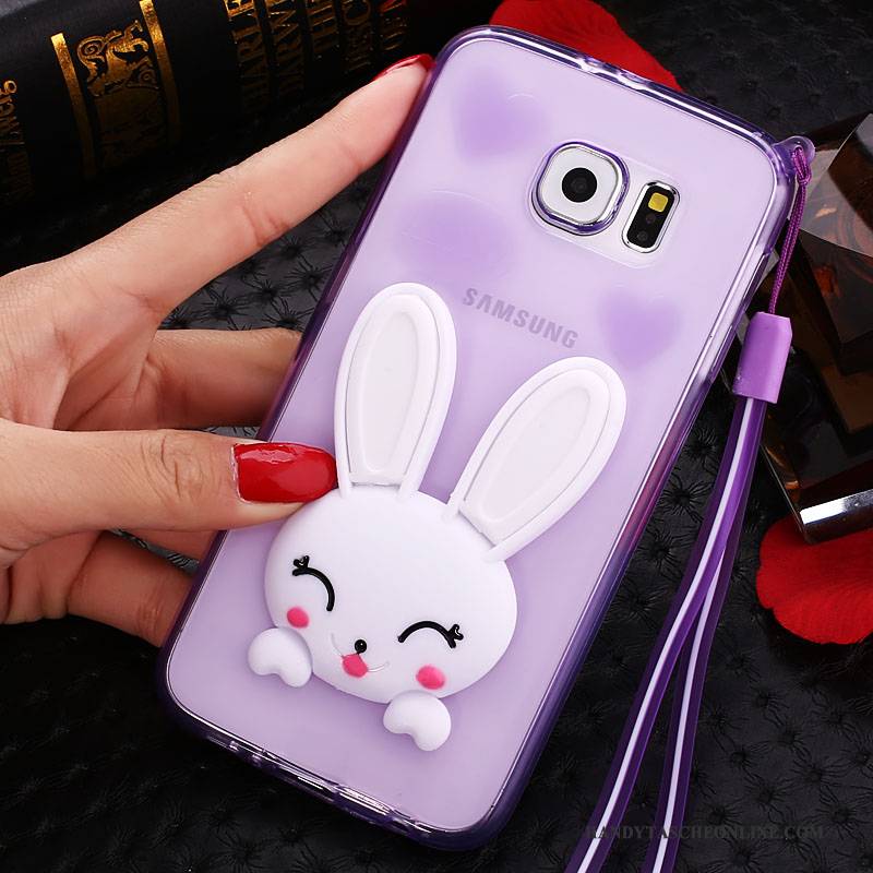 Hülle Samsung Galaxy S6 Edge Halterung Lila Hängende Verzierungen, Case Samsung Galaxy S6 Edge Karikatur Handyhüllen