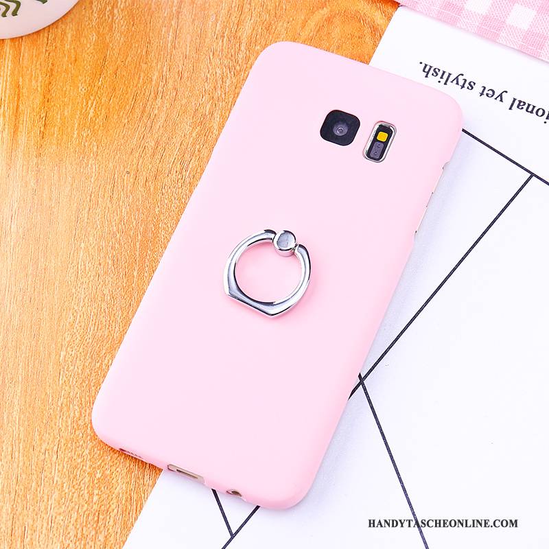 Hülle Samsung Galaxy S6 Edge + Halterung Nubuck Rosa, Case Samsung Galaxy S6 Edge + Schutz Schwer Handyhüllen