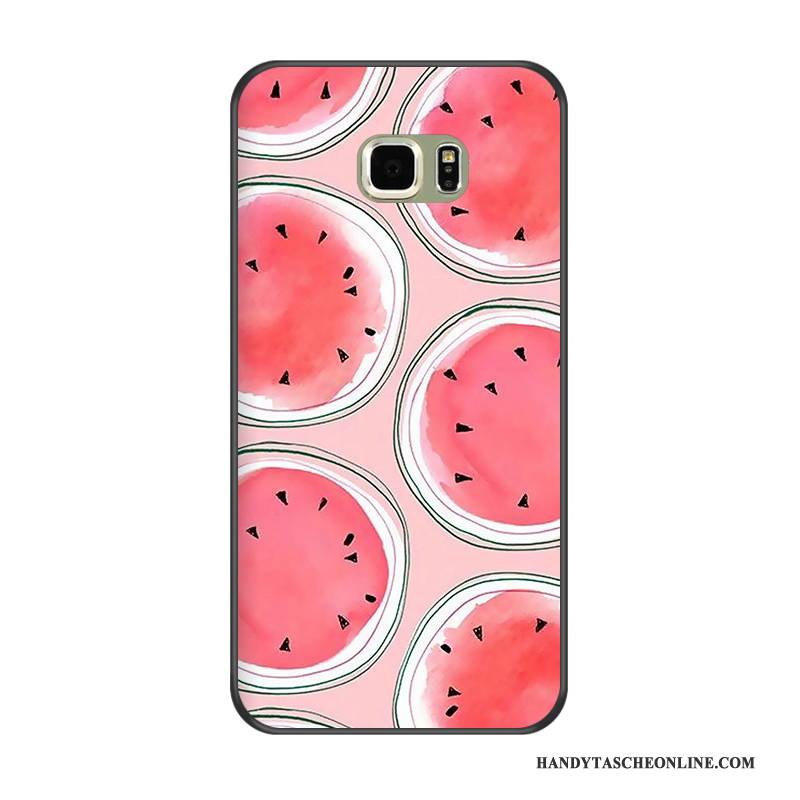 Hülle Samsung Galaxy S6 Edge + Karikatur Gelb Anti-sturz, Case Samsung Galaxy S6 Edge + Schutz Handyhüllen Schwarz