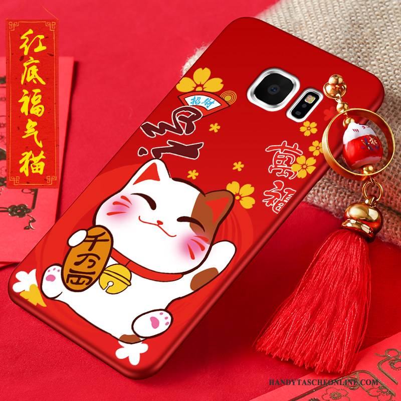 Hülle Samsung Galaxy S6 Edge Karikatur Handyhüllen Anti-sturz, Case Samsung Galaxy S6 Edge Silikon Rot Neu