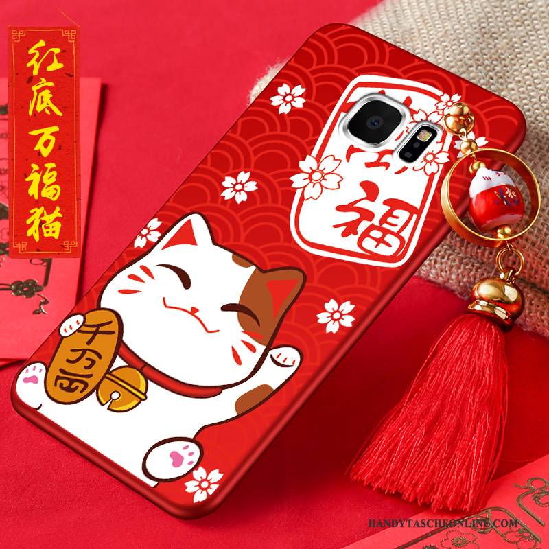 Hülle Samsung Galaxy S6 Edge Karikatur Handyhüllen Anti-sturz, Case Samsung Galaxy S6 Edge Silikon Rot Neu