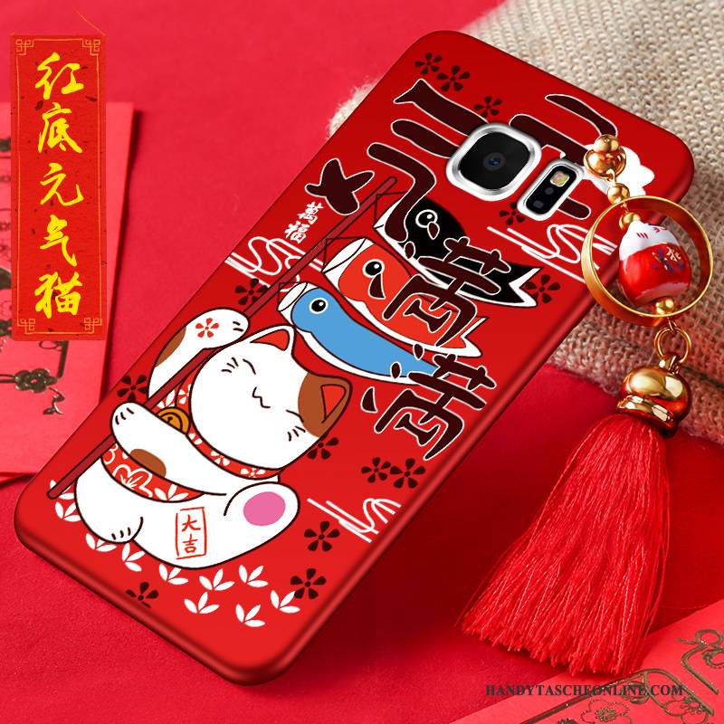 Hülle Samsung Galaxy S6 Edge Karikatur Handyhüllen Anti-sturz, Case Samsung Galaxy S6 Edge Silikon Rot Neu