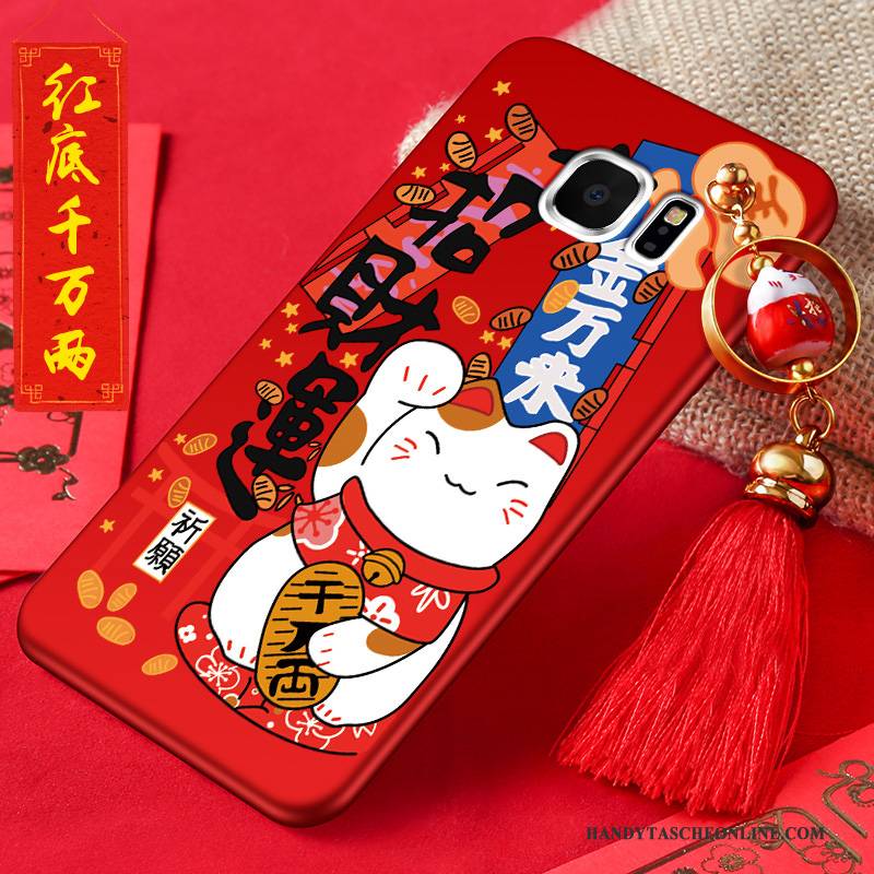 Hülle Samsung Galaxy S6 Edge Karikatur Handyhüllen Anti-sturz, Case Samsung Galaxy S6 Edge Silikon Rot Neu