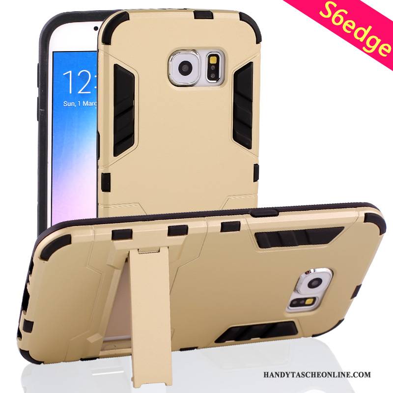 Hülle Samsung Galaxy S6 Edge Kreativ Gold Handyhüllen, Case Samsung Galaxy S6 Edge Halterung Anti-sturz