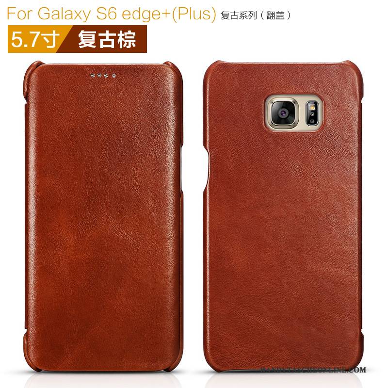 Hülle Samsung Galaxy S6 Edge + Leder Rot, Case Samsung Galaxy S6 Edge +