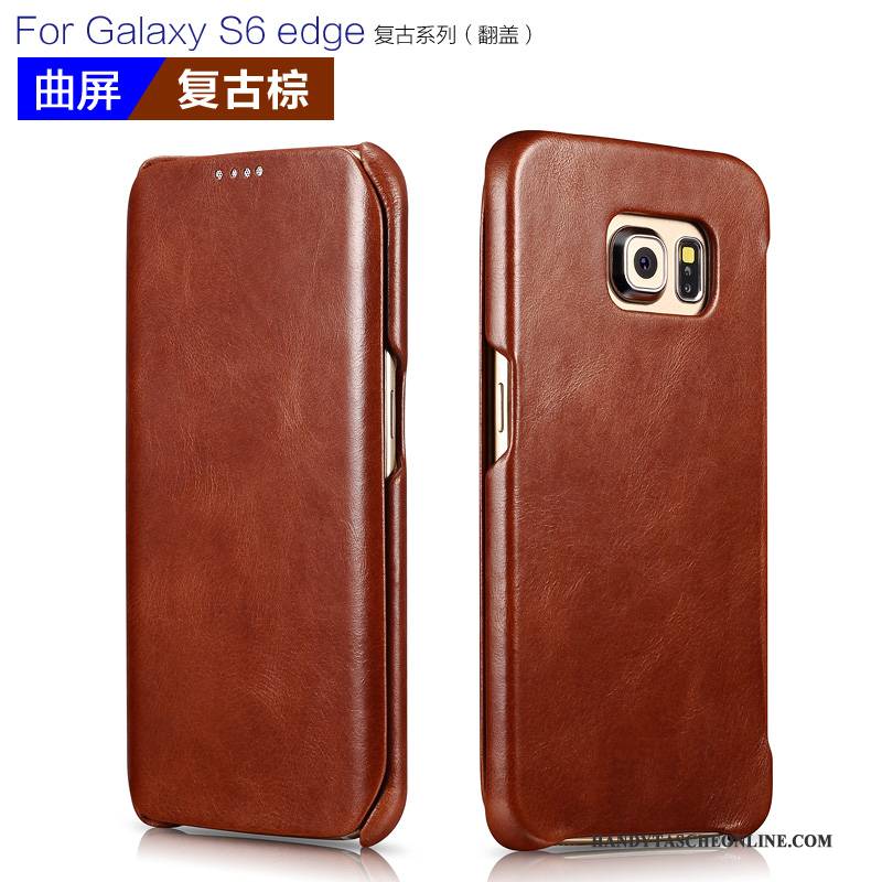 Hülle Samsung Galaxy S6 Edge + Leder Rot, Case Samsung Galaxy S6 Edge +