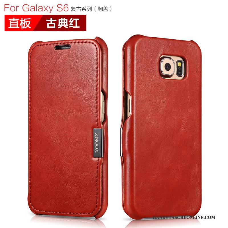 Hülle Samsung Galaxy S6 Edge + Leder Rot, Case Samsung Galaxy S6 Edge +