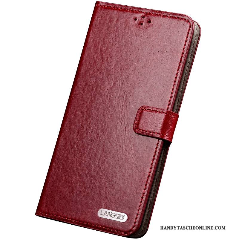 Hülle Samsung Galaxy S6 Edge + Lederhülle Handyhüllen Weinrot, Case Samsung Galaxy S6 Edge + Silikon Anti-sturz