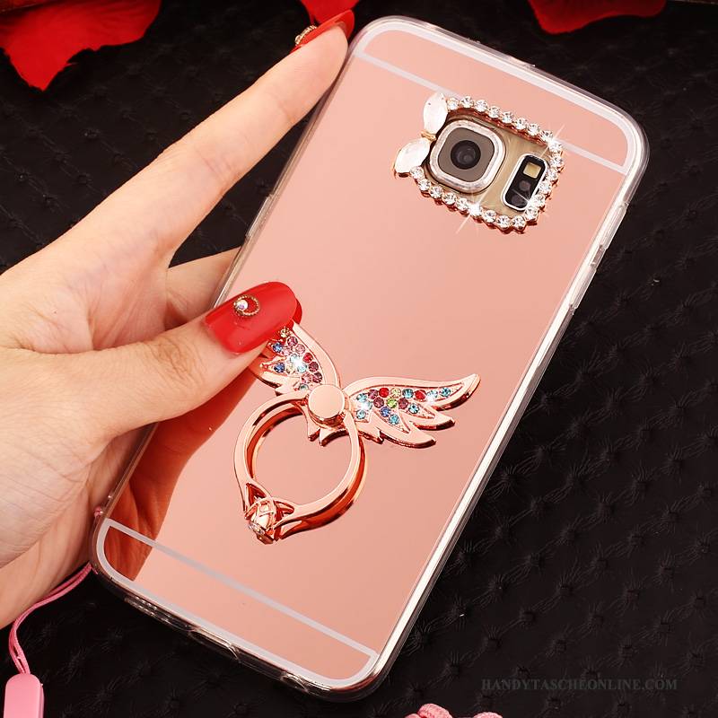 Hülle Samsung Galaxy S6 Edge Schutz Anti-sturz Handyhüllen, Case Samsung Galaxy S6 Edge Kreativ Rosa Hängende Verzierungen