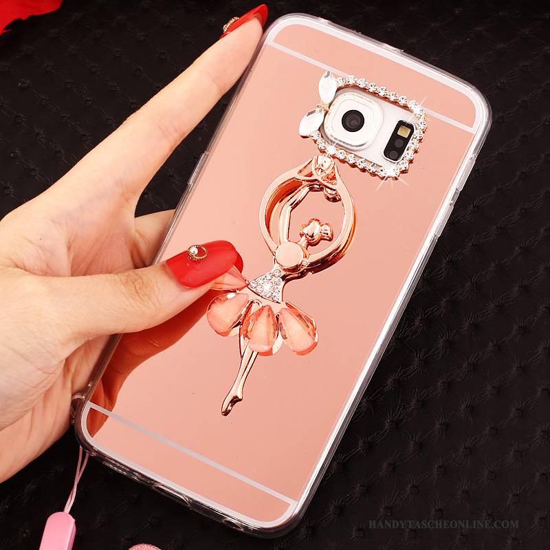 Hülle Samsung Galaxy S6 Edge Schutz Anti-sturz Handyhüllen, Case Samsung Galaxy S6 Edge Kreativ Rosa Hängende Verzierungen