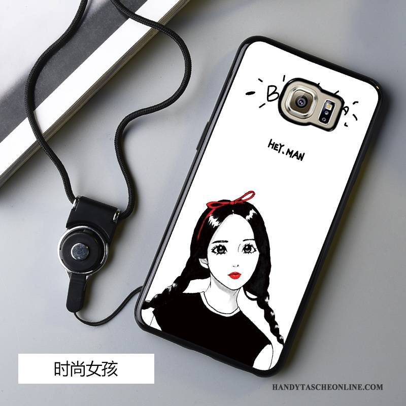 Hülle Samsung Galaxy S6 Edge Schutz Anti-sturz Schwarz, Case Samsung Galaxy S6 Edge Karikatur Handyhüllen Hängende Verzierungen