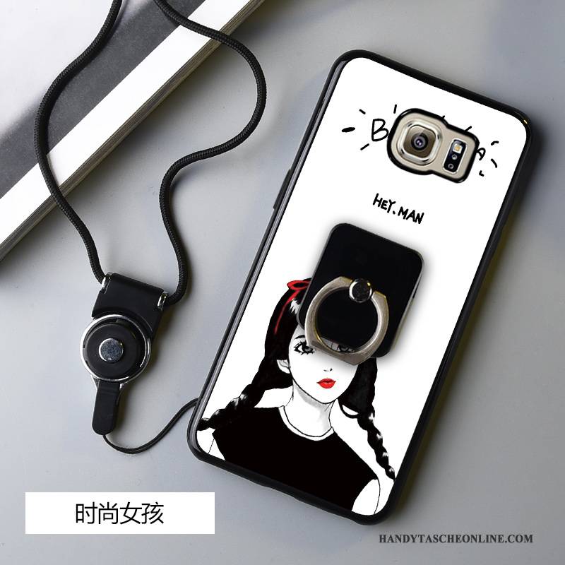 Hülle Samsung Galaxy S6 Edge Schutz Anti-sturz Schwarz, Case Samsung Galaxy S6 Edge Karikatur Handyhüllen Hängende Verzierungen