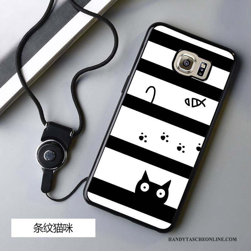 Hülle Samsung Galaxy S6 Edge Schutz Anti-sturz Schwarz, Case Samsung Galaxy S6 Edge Karikatur Handyhüllen Hängende Verzierungen