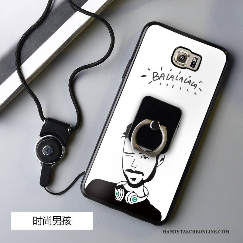 Hülle Samsung Galaxy S6 Edge Schutz Anti-sturz Schwarz, Case Samsung Galaxy S6 Edge Karikatur Handyhüllen Hängende Verzierungen