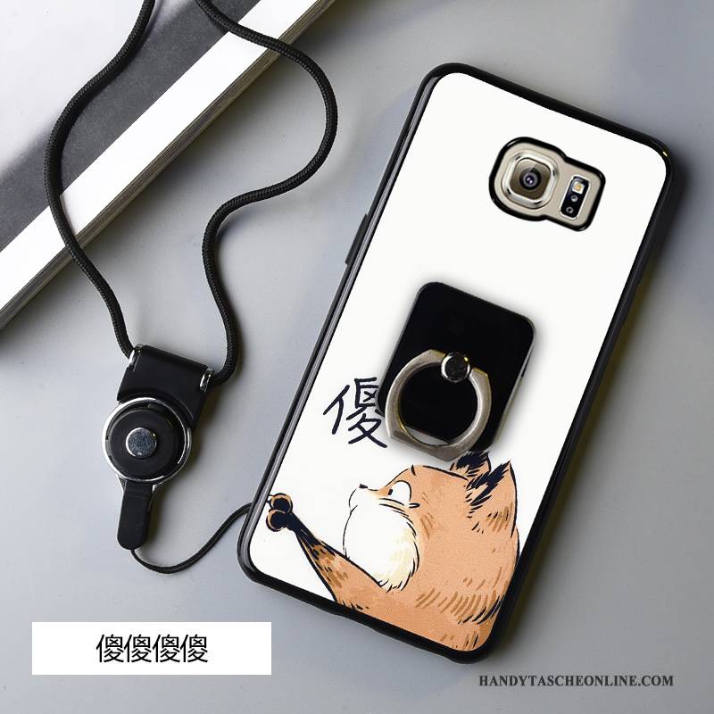 Hülle Samsung Galaxy S6 Edge Schutz Anti-sturz Schwarz, Case Samsung Galaxy S6 Edge Karikatur Handyhüllen Hängende Verzierungen