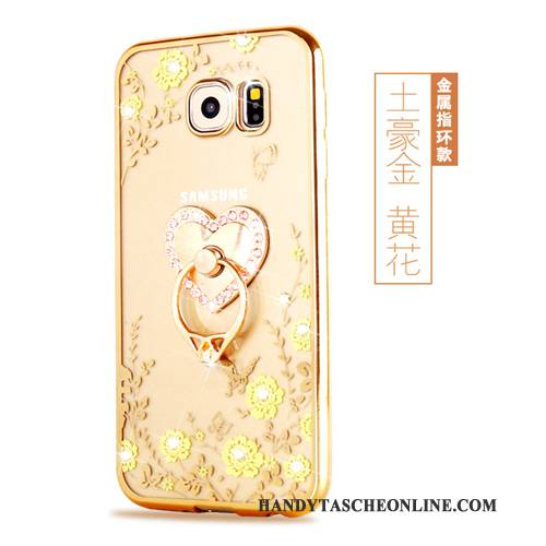 Hülle Samsung Galaxy S6 Edge Schutz Gold, Case Samsung Galaxy S6 Edge Silikon