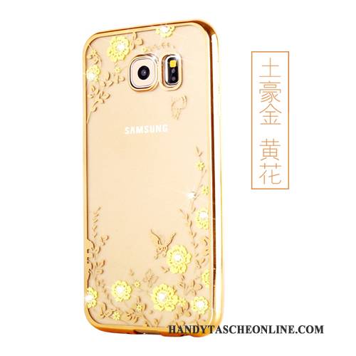 Hülle Samsung Galaxy S6 Edge Schutz Gold, Case Samsung Galaxy S6 Edge Silikon