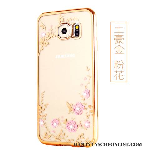 Hülle Samsung Galaxy S6 Edge Schutz Gold, Case Samsung Galaxy S6 Edge Silikon