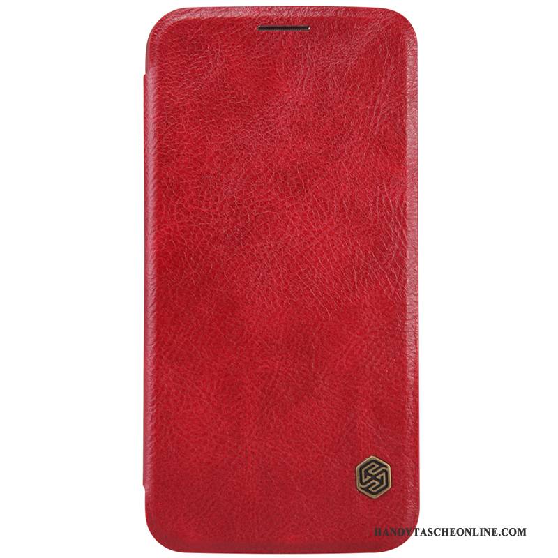 Hülle Samsung Galaxy S6 Edge Schutz Handyhüllen Rot, Case Samsung Galaxy S6 Edge Lederhülle