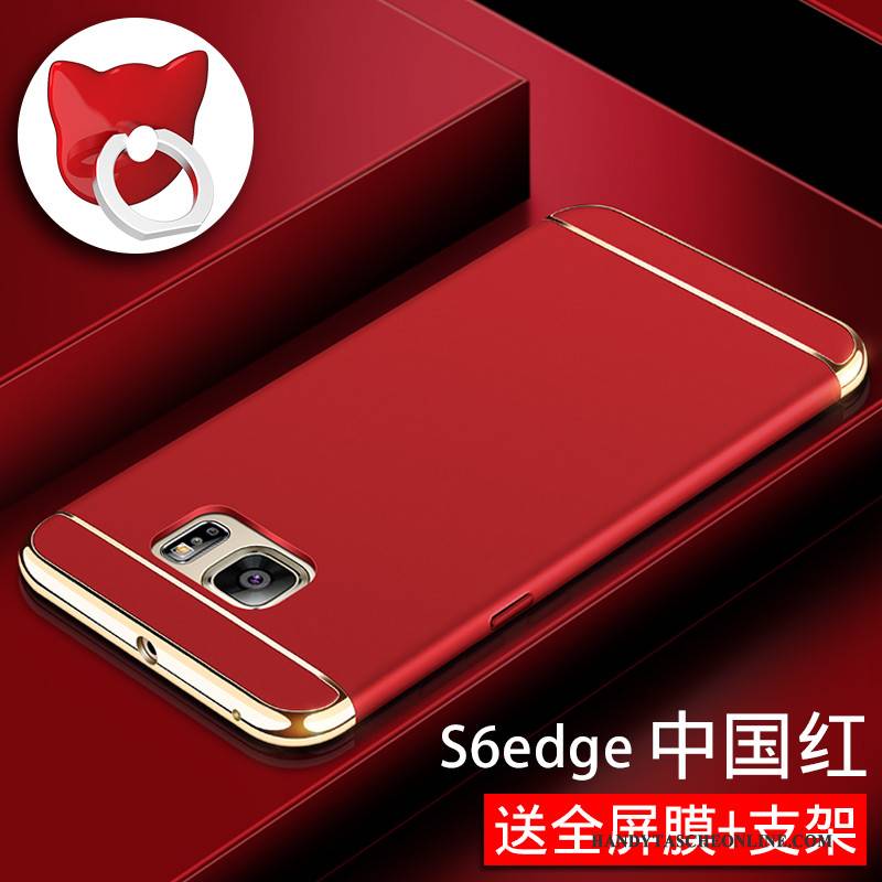 Hülle Samsung Galaxy S6 Edge Schutz Nubuck Anti-sturz, Case Samsung Galaxy S6 Edge Rot Schwer