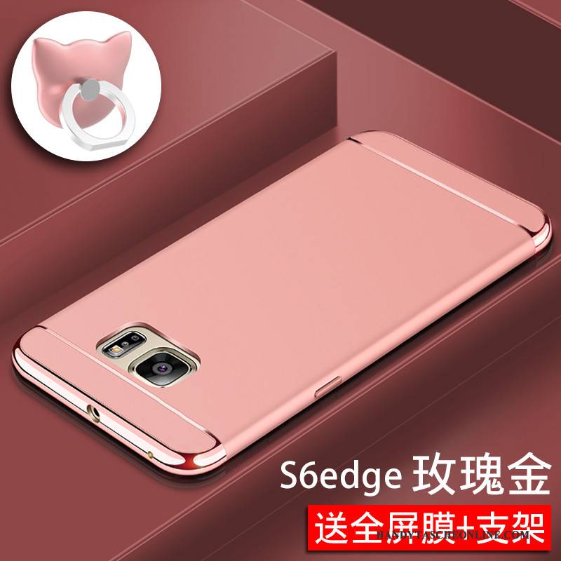 Hülle Samsung Galaxy S6 Edge Schutz Nubuck Anti-sturz, Case Samsung Galaxy S6 Edge Rot Schwer