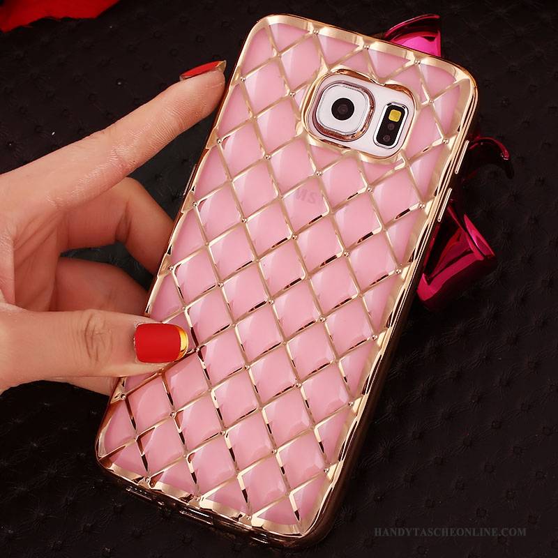 Hülle Samsung Galaxy S6 Edge + Schutz Rosa Ring, Case Samsung Galaxy S6 Edge + Strass