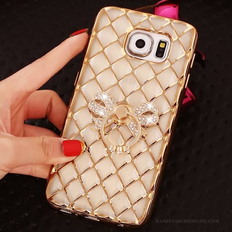 Hülle Samsung Galaxy S6 Edge + Schutz Rosa Ring, Case Samsung Galaxy S6 Edge + Strass