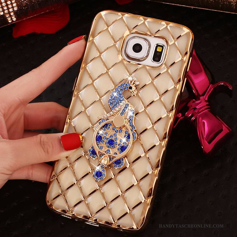 Hülle Samsung Galaxy S6 Edge + Schutz Rosa Ring, Case Samsung Galaxy S6 Edge + Strass